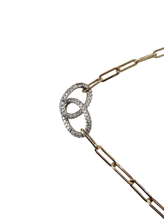 14ky 1ctw Diamond and Gold Paper Clip Necklace KC Designs 14K Yellow and White Gold Diamond Paperclip Necklace #24875